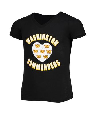 Big Girls Black Washington Commanders V-Neck T-shirt