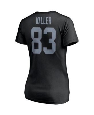 Women's Darren Waller Black Las Vegas Raiders Player Icon Name and Number V-Neck T-shirt