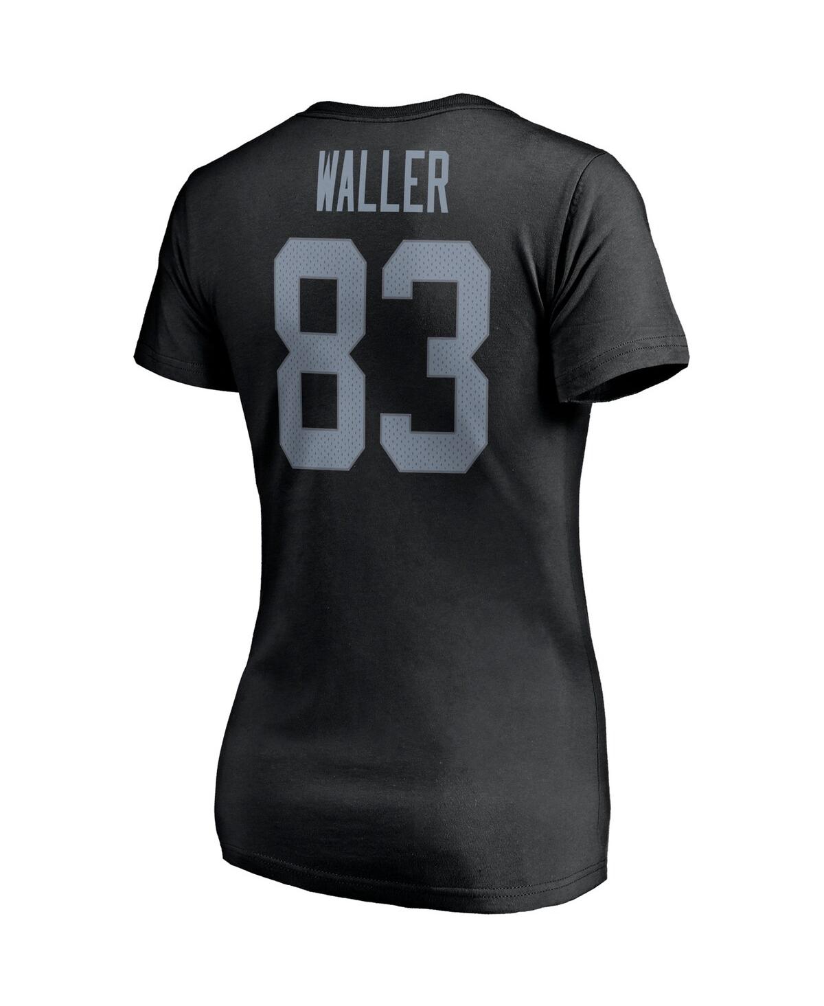 Fanatics Women's  Darren Waller Black Las Vegas Raiders Player Icon Name And Number V-neck T-shirt In Black