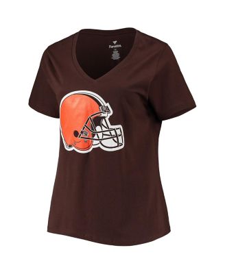 Women's Deshaun Watson Brown Cleveland Browns Plus Size Player Name and Number V-Neck T-shirt