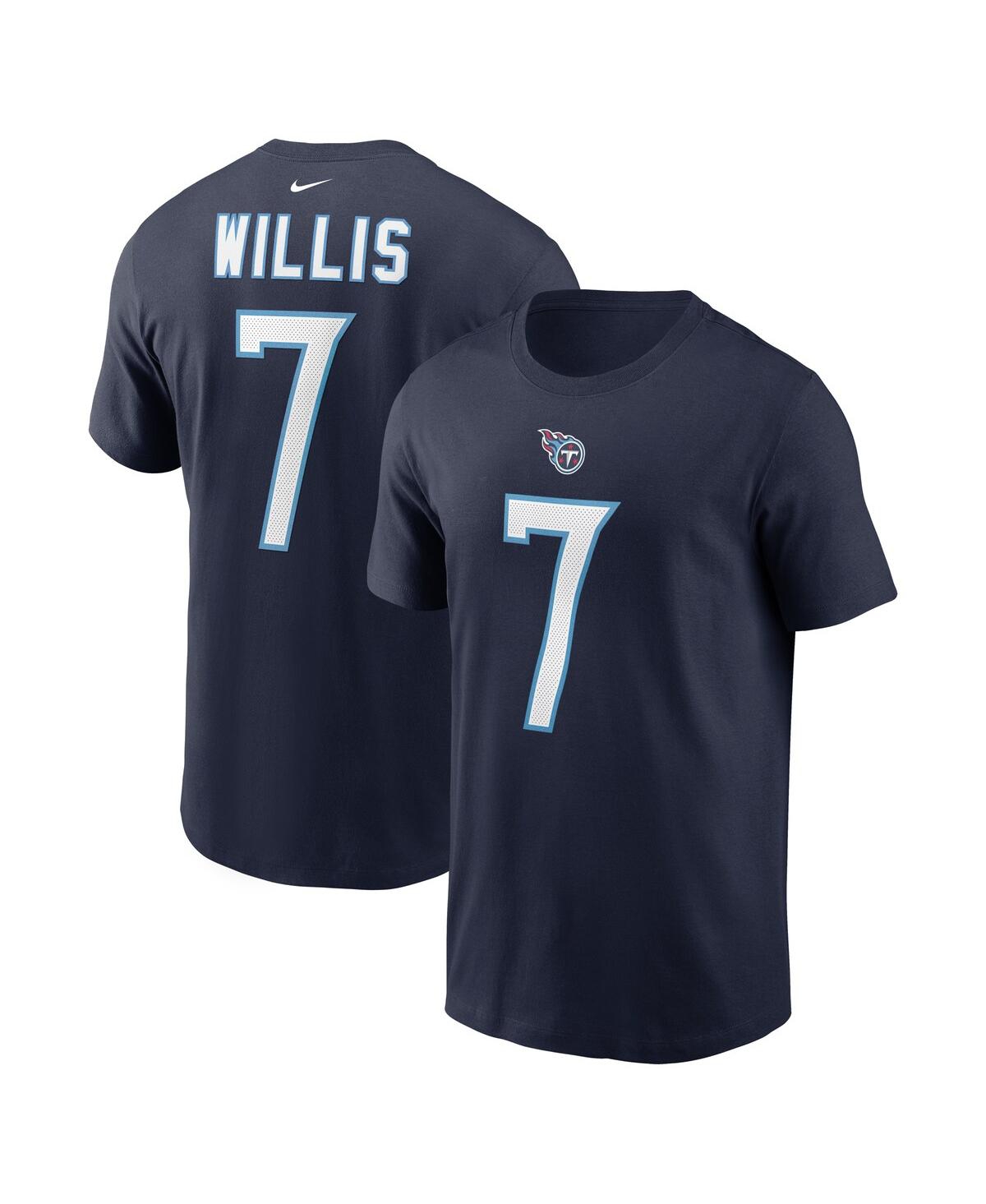 Men's Nike Malik Willis Navy Tennessee Titans 2022 Nfl Draft Pick Player Name & Number T-shirt