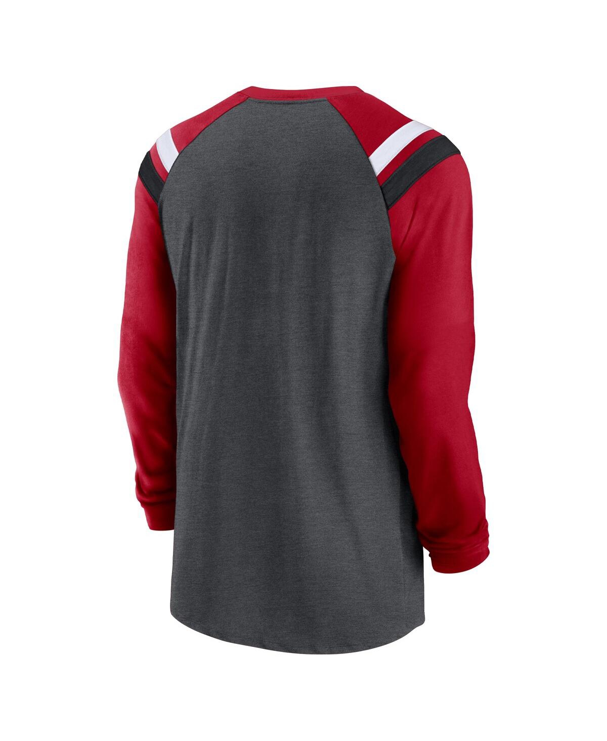 Shop Nike Men's  Heathered Charcoal And Red Atlanta Falcons Tri-blend Raglan Athletic Long Sleeve Fashion  In Heathered Charcoal,red