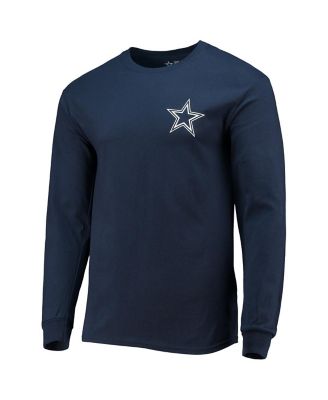 Men's Navy Dallas Cowboys #1 Dad Long Sleeve T-shirt