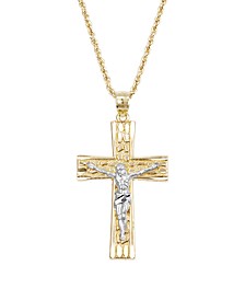 Men's Two-Tone Crucifix 24" Pendant Necklace in 14k Gold, Created for Macy's