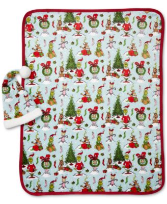 Franco Manufacturing Co - The Grinch Santa Hat and Throw Set