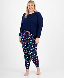 Plus Size Long Sleeve Mix It Packaged Pajama Set, Created for Macy's