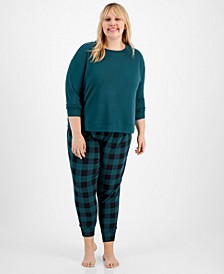 Plus Size Long Sleeve Mix It Packaged Pajama Set, Created for Macy's
