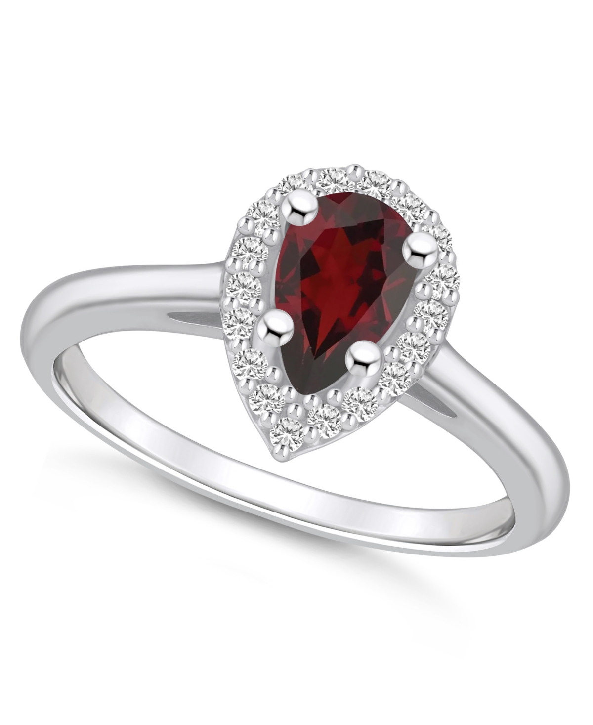 Macy's Garnet (1-1/10 Ct. T.w.) And Diamond (1/5 Ct. T.w.) Halo Ring In 14k White Gold In Red
