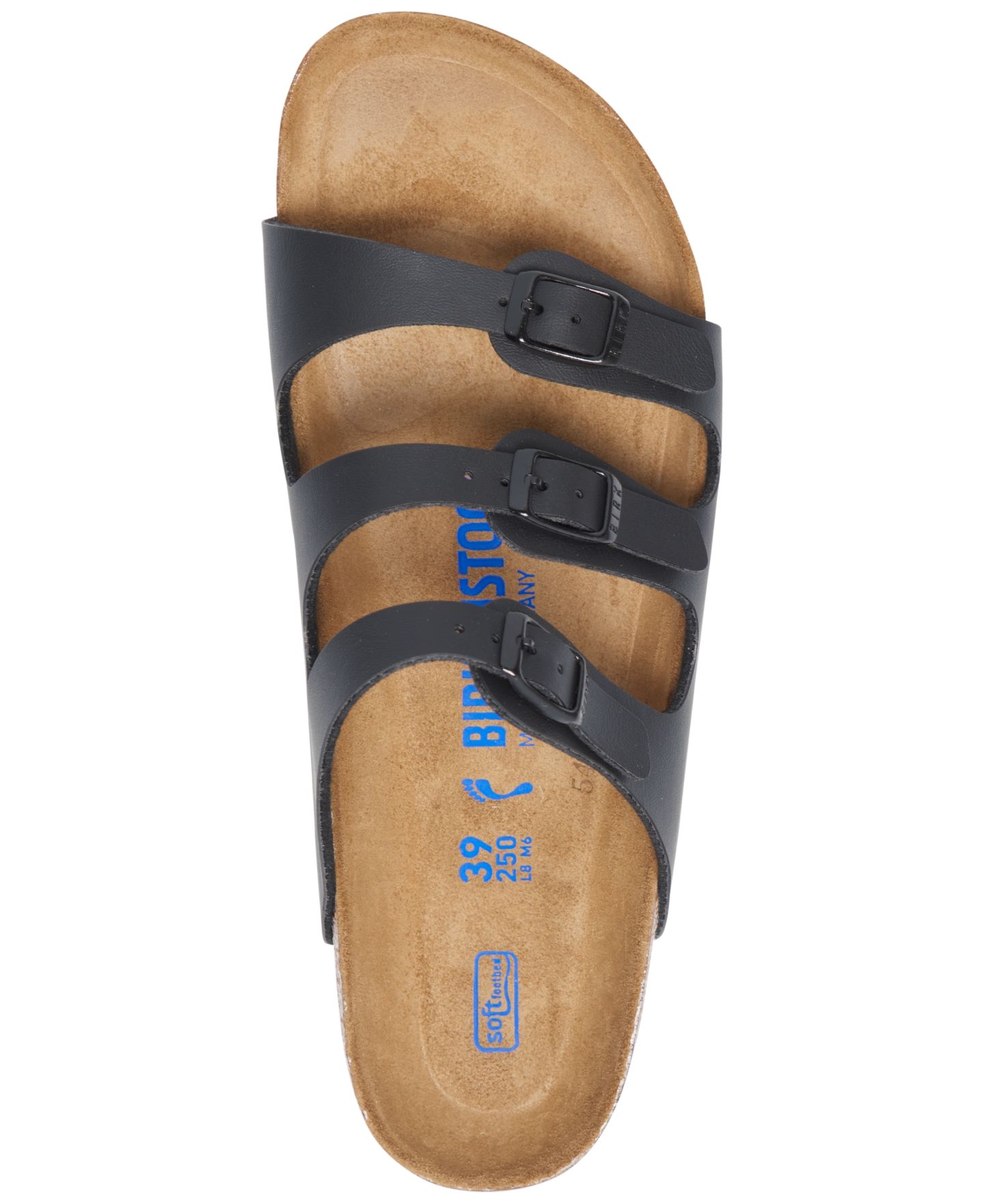 Женские сандалии Birkenstock Florida Birko-Flor Nubuck Soft Footbed, цвет: Чёрный — фото 3