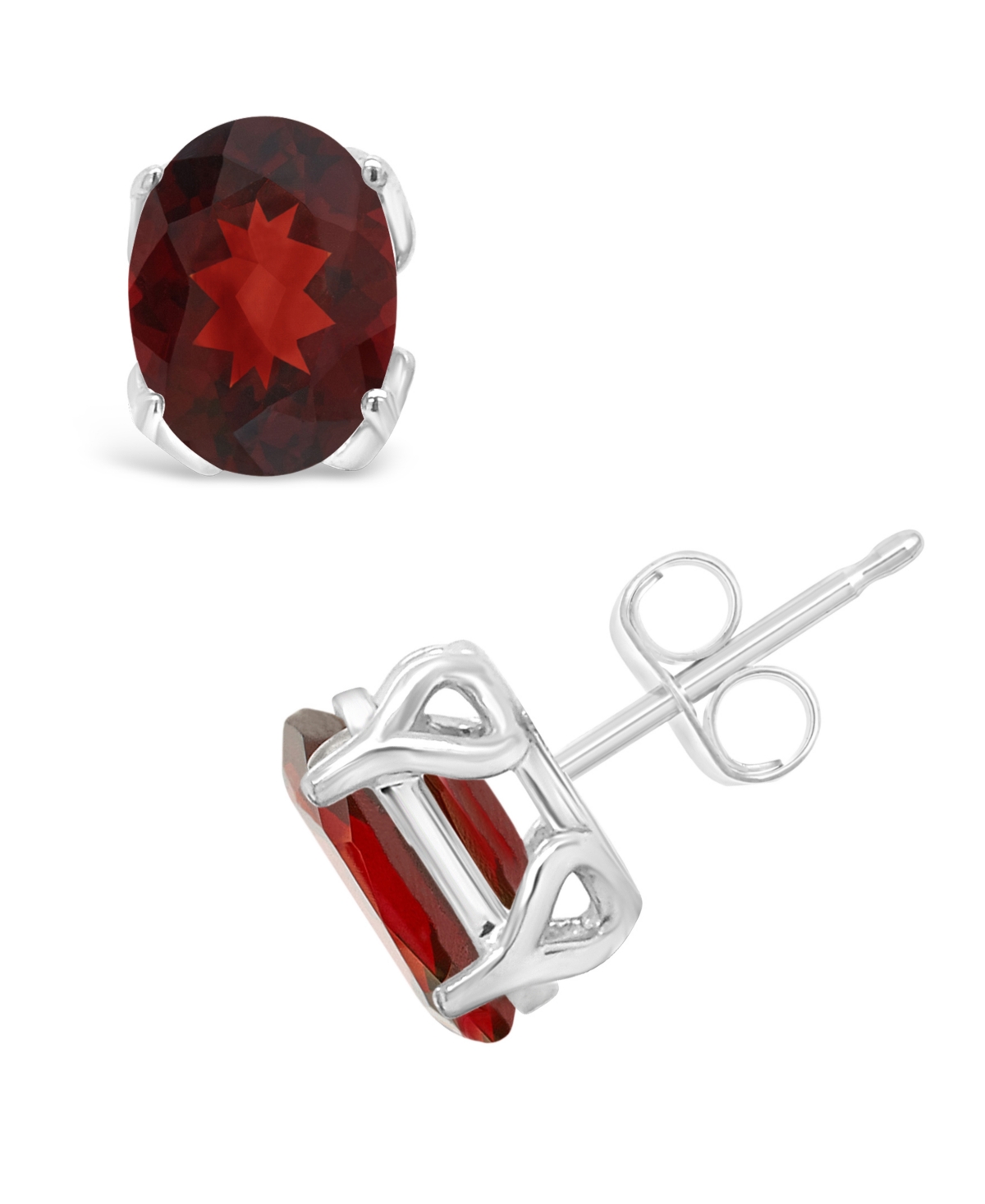Macy's Garnet (3 Ct. T.w.) Stud Earrings In 14k White Gold In Red