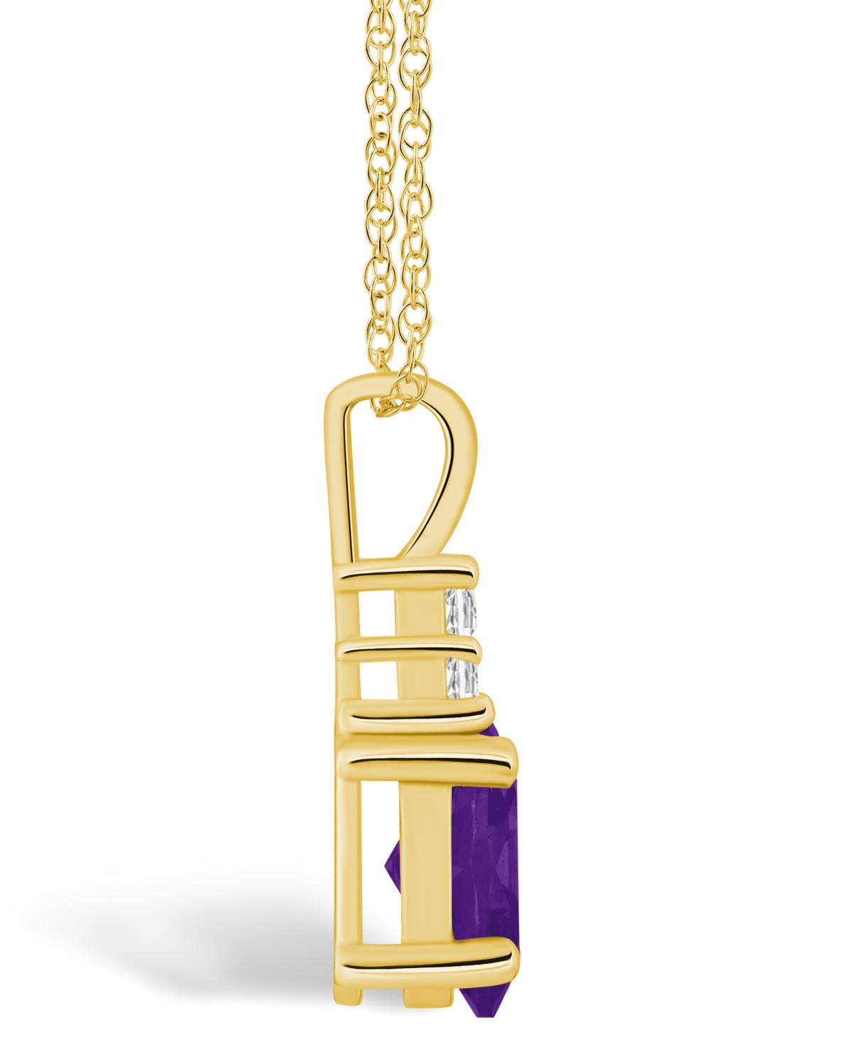Macy's Amethyst (1-1/5 Ct. T.w.) and Diamond (1/10 Ct. T.w.) Pendant Necklace in 14K Yellow Gold