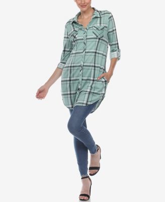 Women's Plaid Tunic Top Shirt