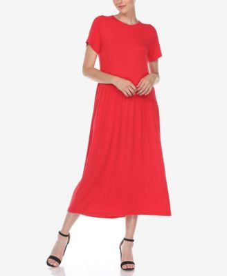 Women's Short Sleeve Asymmetrical Waist Maxi Dress