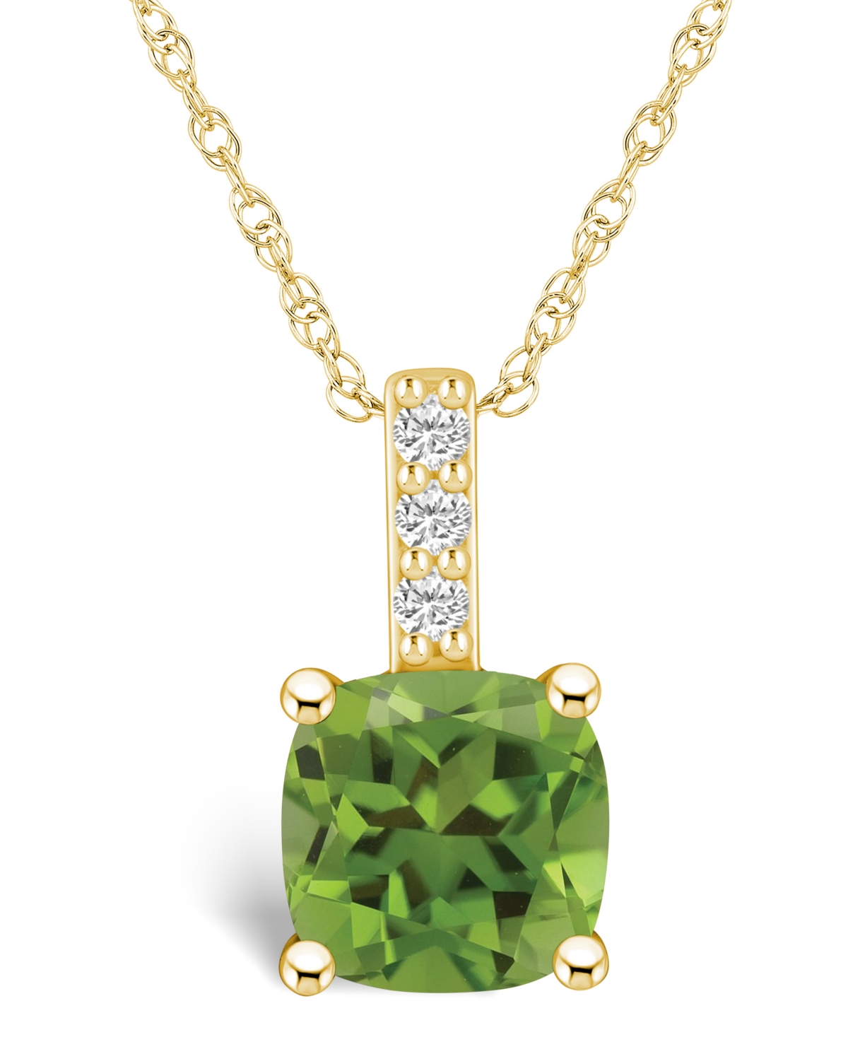 Macy's Peridot (-/ Ct. T.w.) and Diamond Accent Pendant Necklace in 14K Gold