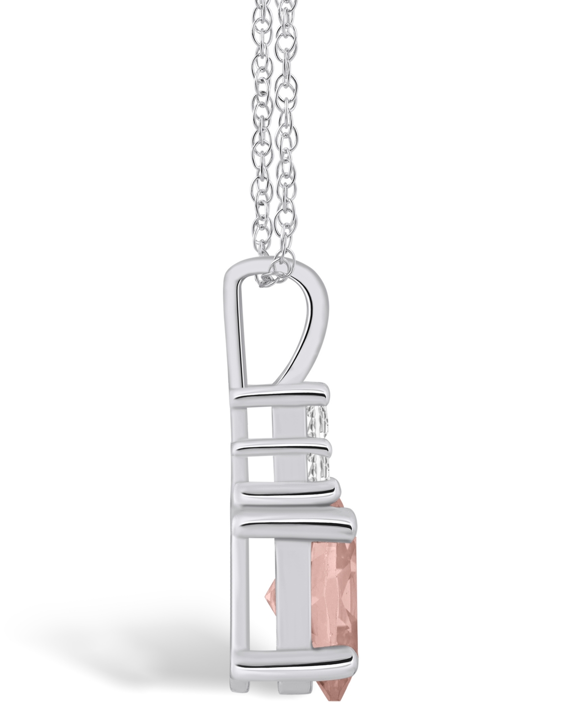 Macy's(1-1/7 Ct. T.w.) and Diamond (1/10 Ct. T.w.) Pendant Necklace in 14K White Gold - Morganite