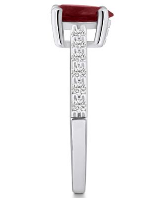 Garnet (1-1/10 Ct. T.W.) and Diamond (1/3 Ct. T.W.) Ring in 14K White Gold