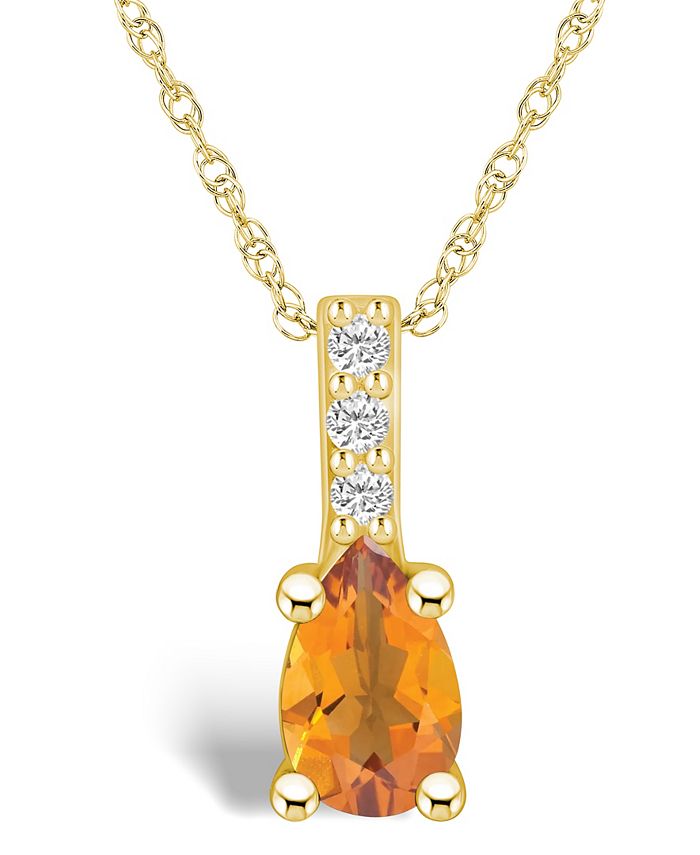 Macy s Citrine 7 8 Ct. T.W. and Diamond Accent Pendant Necklace