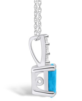 Blue Topaz (1-5/8 Ct. T.W.) and Diamond Accent Pendant Necklace in 14K White Gold