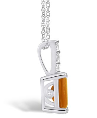 Citrine (1-5/8 Ct. T.W.) and Diamond Accent Pendant Necklace in 14K White Gold