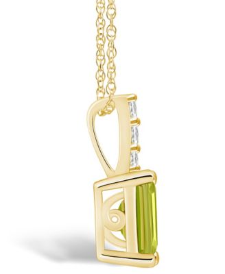 Peridot (1-3/4 Ct. T.W.) and Diamond Accent Pendant Necklace in 14K Yellow Gold