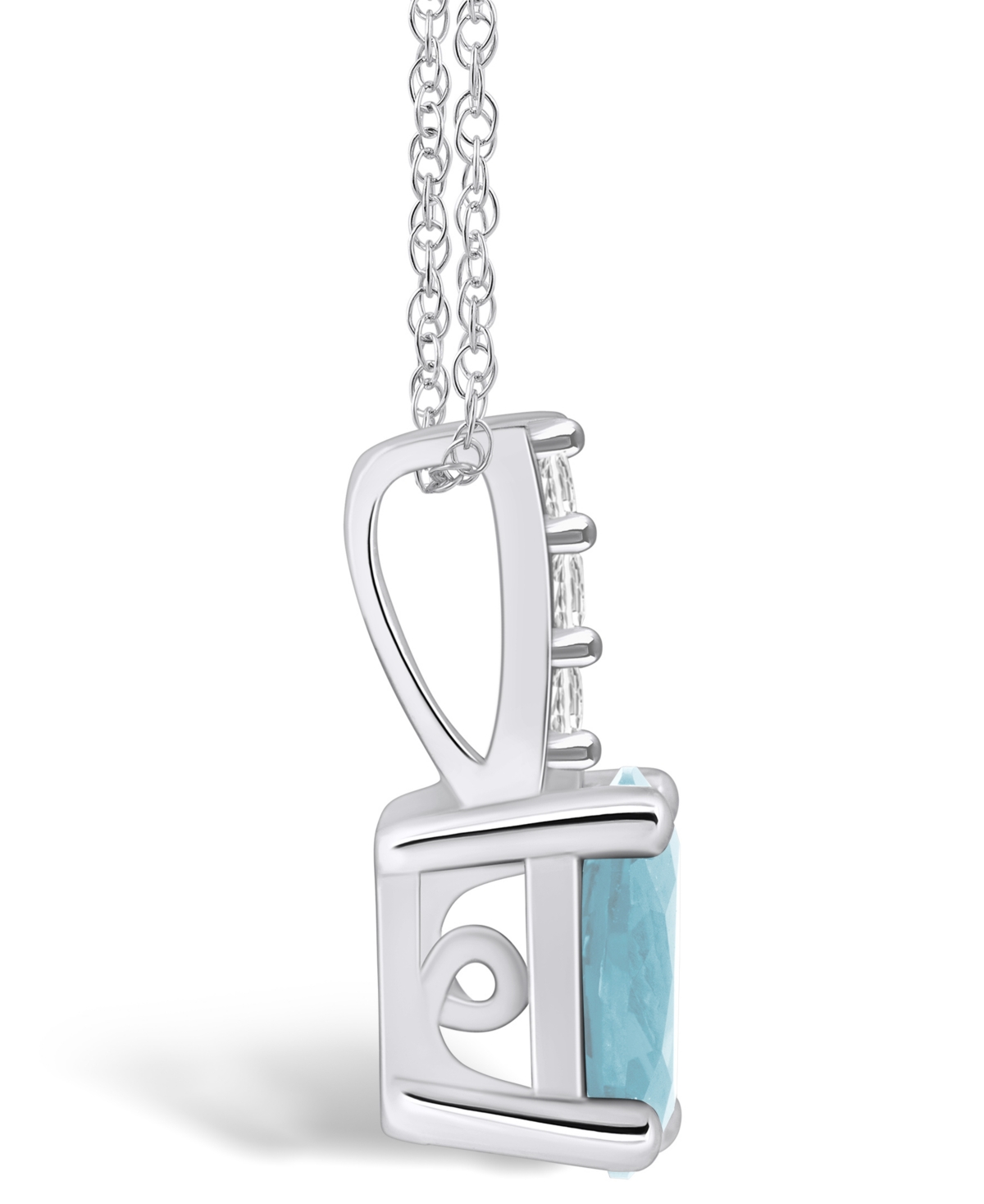Macy's(1-1/7 Ct. T.w.) and Diamond Accent Pendant Necklace in 14K White Gold - Aquamarine