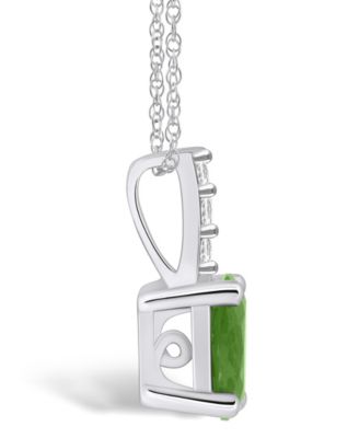 Peridot (1-1/3 Ct. T.W.) and Diamond Accent Pendant Necklace in 14K White Gold