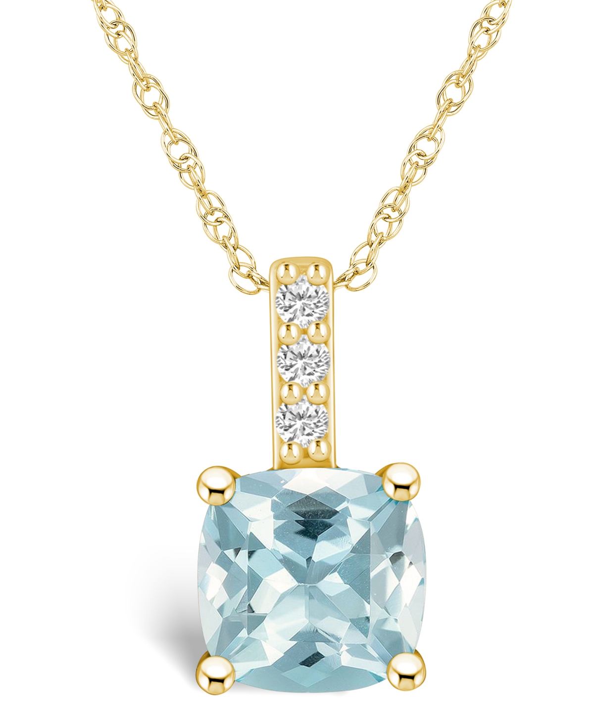 Macy's Aquamarine (2 Ct. T.w.) And Diamond Accent Pendant Necklace In 14k Yellow Gold