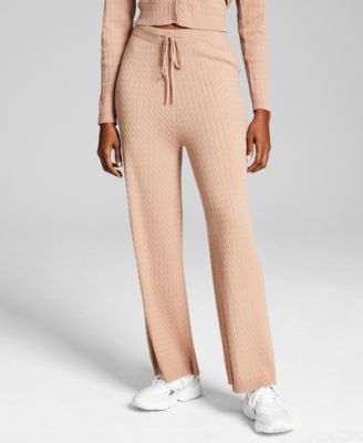 And Now This - Women's Cable-Knit Wide-Leg Sweater Pants