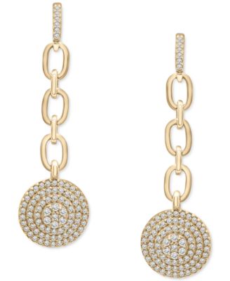 Diamond Circle Cluster Chain Drop Earrings (3/4 ct. t.w.) in 14k Gold, Created for Macy's