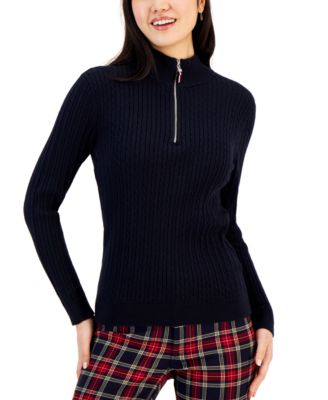 cable knit mock turtleneck sweater