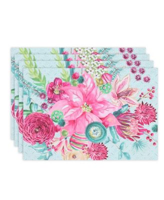 Boho Christmas Set of 4 Placemats, 13" x 19"