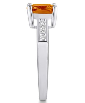 Citrine and Diamond Ring (2 ct.t.w and 1/8 ct.t.w) 14K White Gold