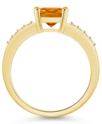 Citrine and Diamond Ring (2 ct.t.w and 1/8 ct.t.w) 14K Yellow Gold