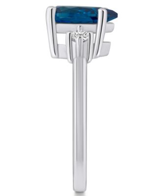 London Blue Topaz and Diamond Ring (2-1/2 ct.t.w and 1/10 ct.t.w) 14K White Gold