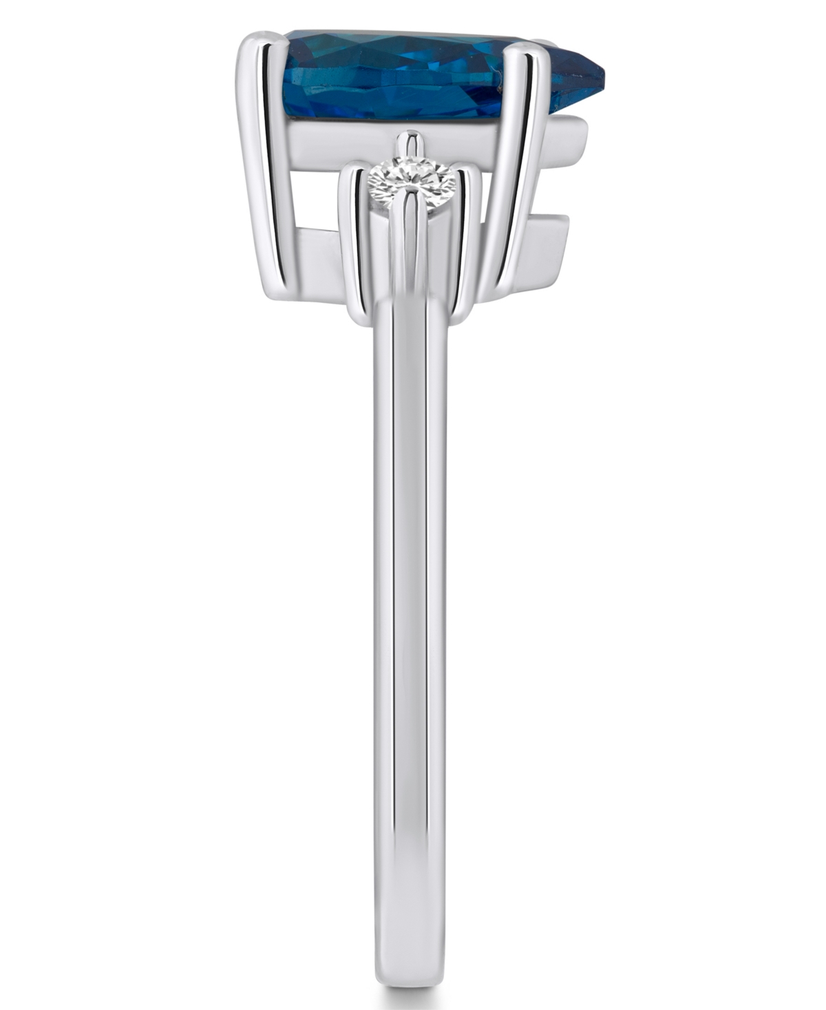 Macy'sand Diamond Ring (2-1/2 ct.t.w and 1/10 ct.t.w) 14K White Gold - London Blue Topaz