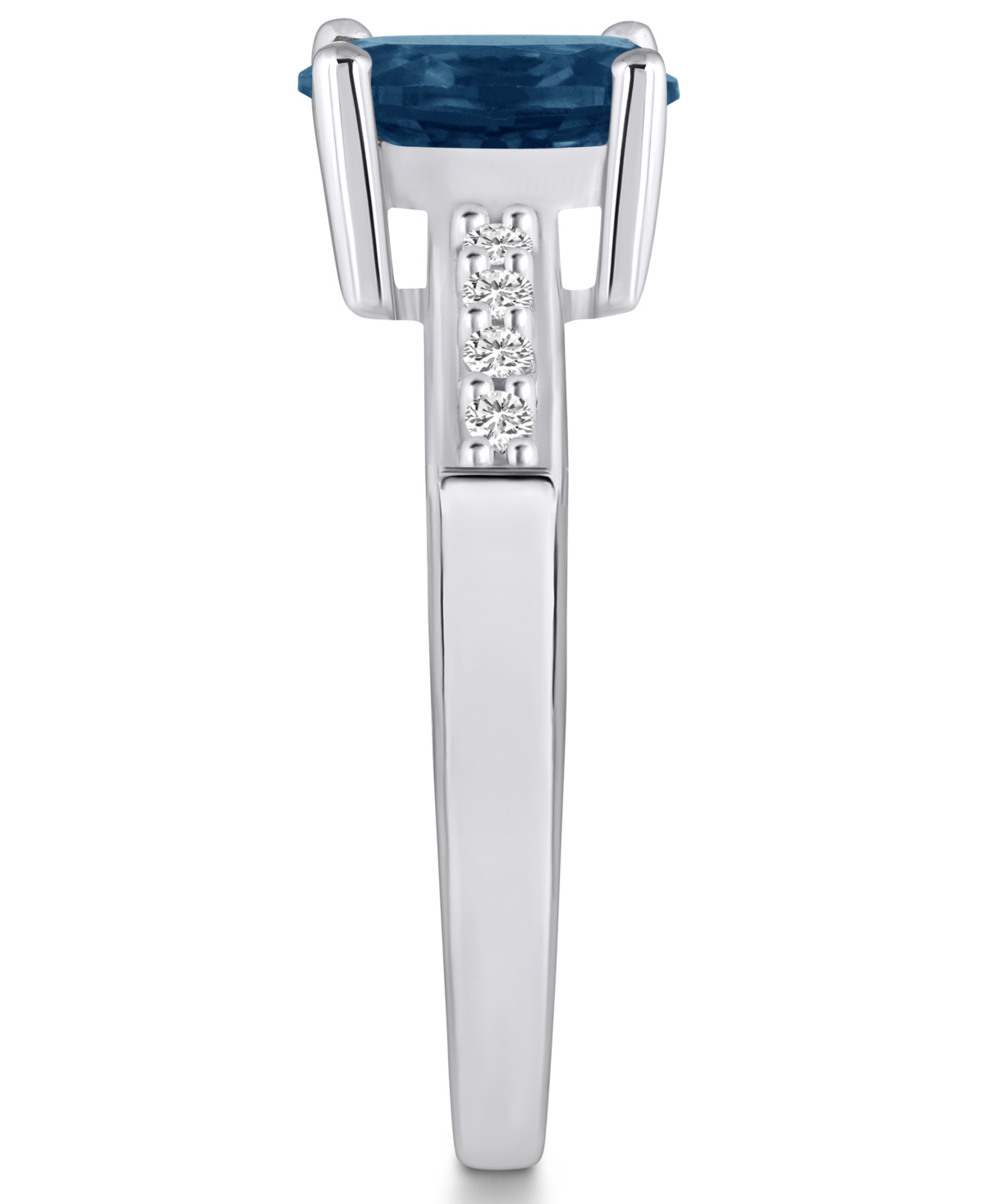 Macy'sand Diamond Ring (1-5/8 ct.t.w and 1/8 ct.t.w) 14K White Gold - London Blue Topaz