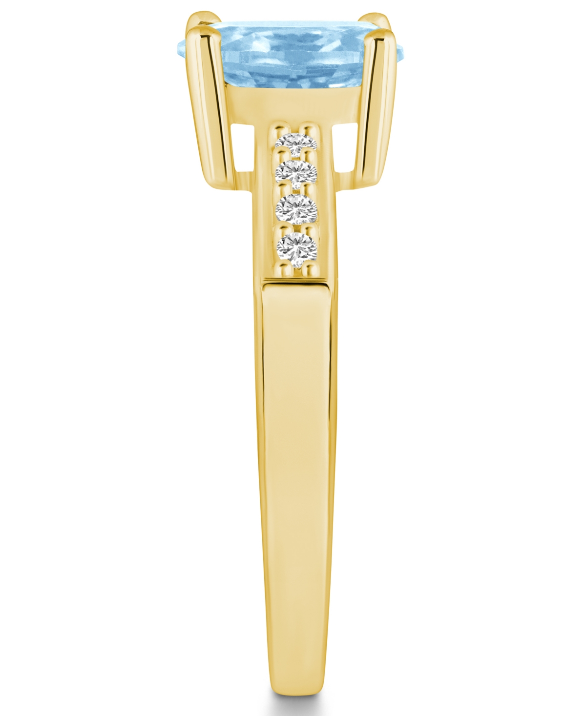 Macy'sand Diamond Ring (1- 1/7 ct.t.w and 1/8 ct.t.w) 14K Yellow Gold - Aquamarine