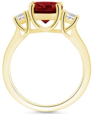 Garnet and Diamond Ring (3-1/10 ct.t.w and 1/3 ct.t.w) 14K Yellow Gold