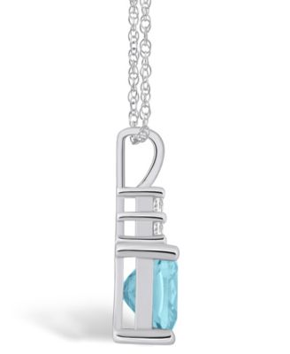 Aquamarine (2 Ct. T.W.) and Diamond (1/10 Ct. T.W.) Pendant Necklace in 14K White Gold