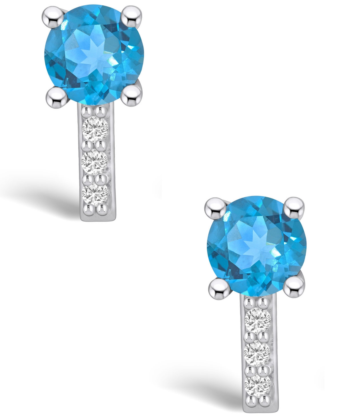 Macy's Topaz (2-1/3 ct. t.w.) and Diamond (1/8 ct. t.w.) Stud Earrings in 14K White Gold