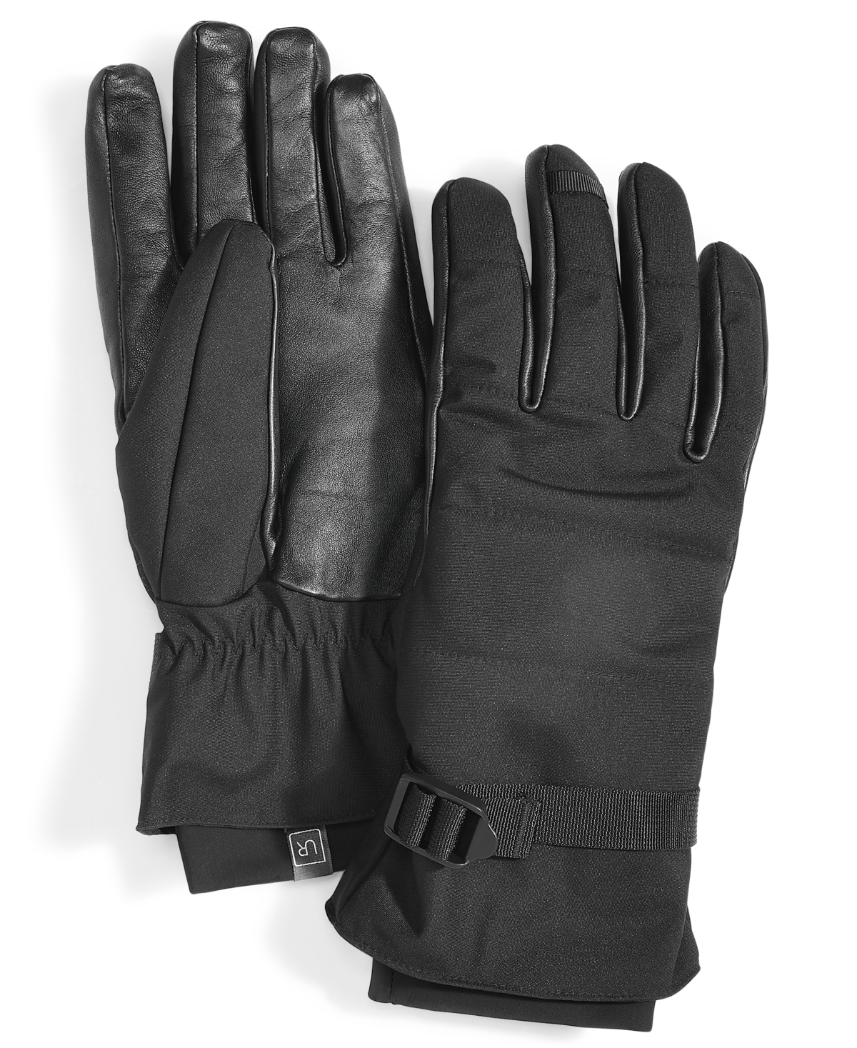 Ur Gloves Men's Waterproof Belted Puffer Gloves With Faux-fur Lining In Black
