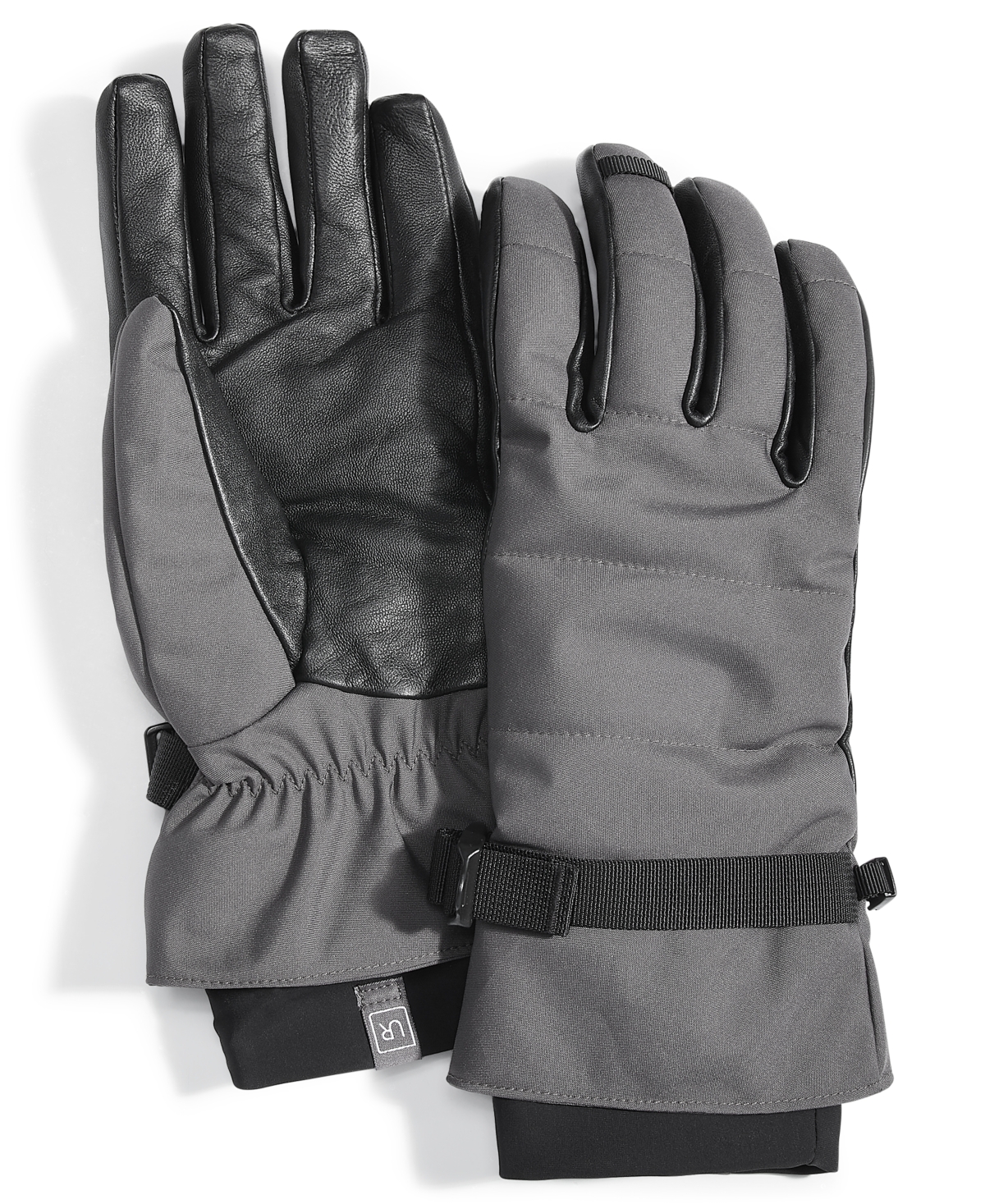 Ur Gloves Men's Waterproof Belted Puffer Gloves With Faux-fur Lining In Pavement