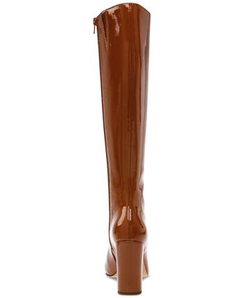 WILD PAIR Womens Brown Rhinestone Stretch Baybe Pointed Toe Block Heel Booties M