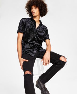 I.N.C. International Concepts - Men's Classic-Fit Crushed Velvet Button-Down Shirt