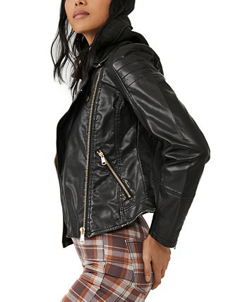 Free people faux hotsell leather jacket with hood