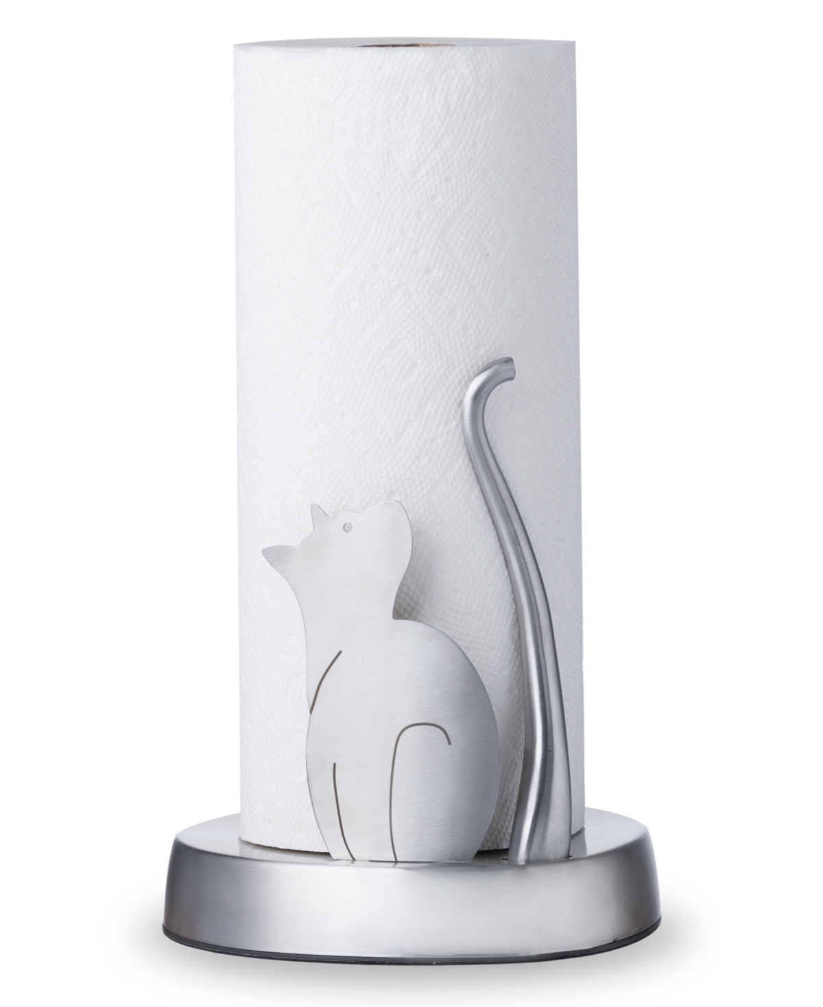 Meow Small Size Paper Towel Holder - Silver-Tone