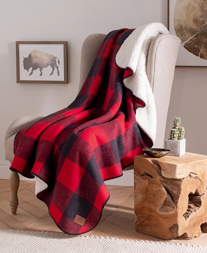 Pendleton Plaid Cotton Sherpa Throw Blanket, 50" x 70" Macy's