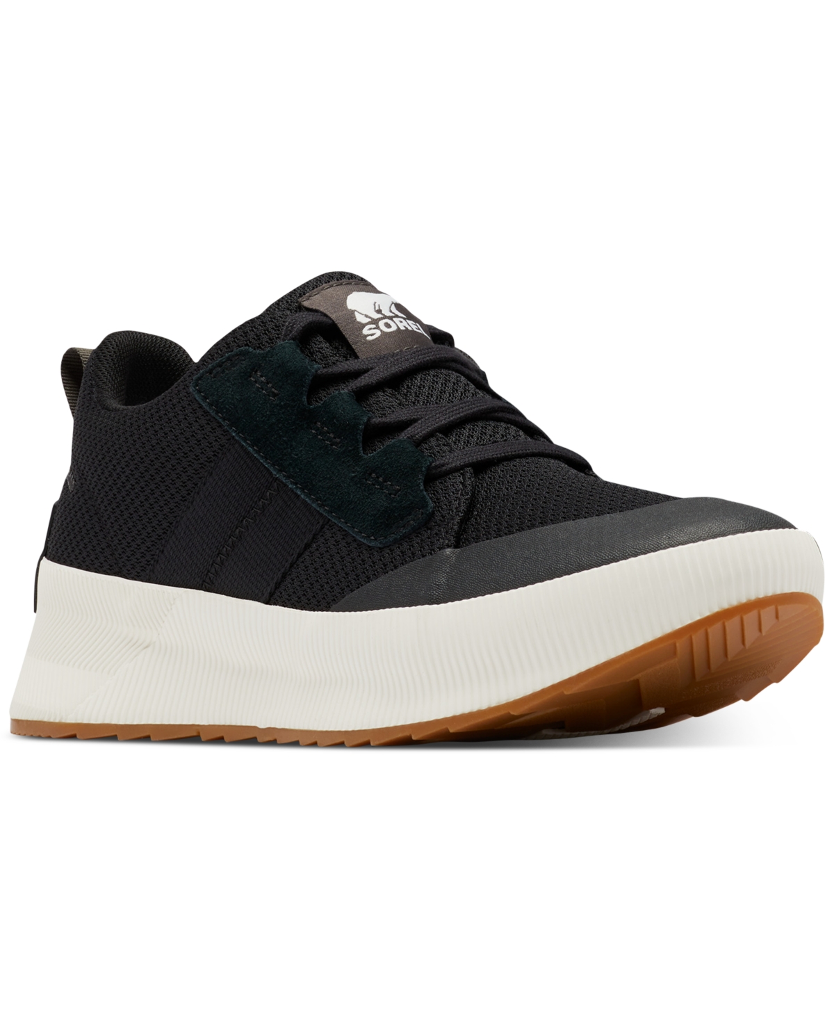 Size 8.5 SOREL Out N About Waterproof Low Top Sneaker in Black/Sea Salt at Nordstrom, S