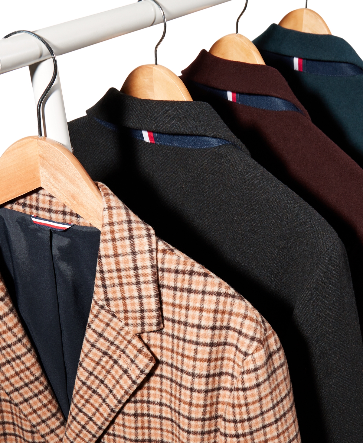 Shop Tommy Hilfiger Men's Addison Wool-blend Trim Fit Overcoat In Black Pinstripe