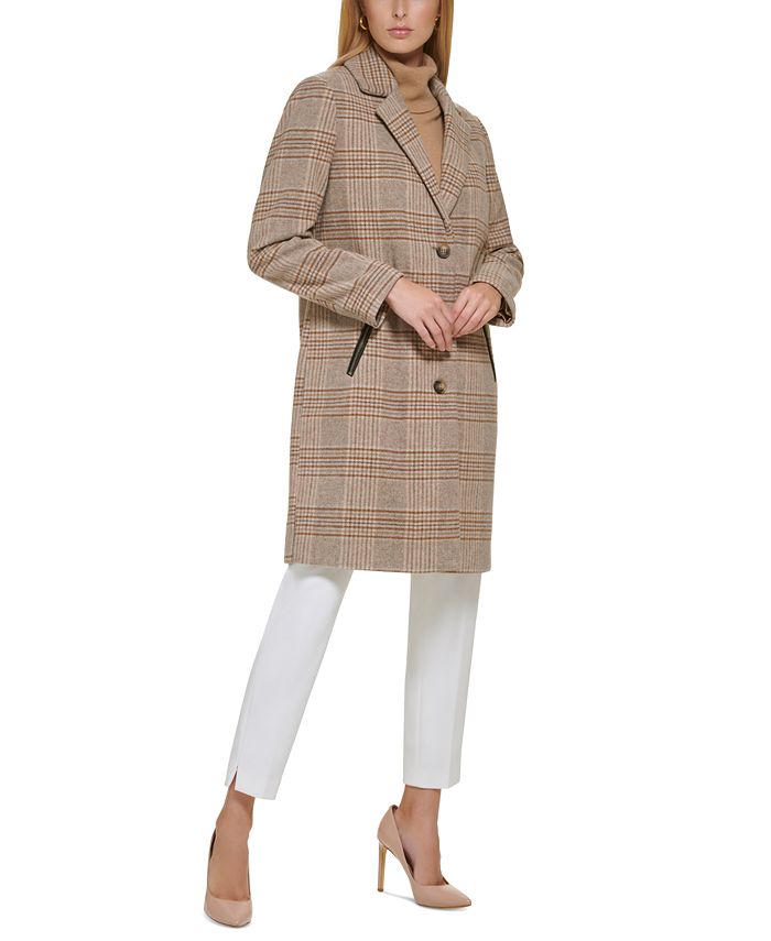 DKNY Women's Plaid Maxi Wool Blend Coat - Macy's